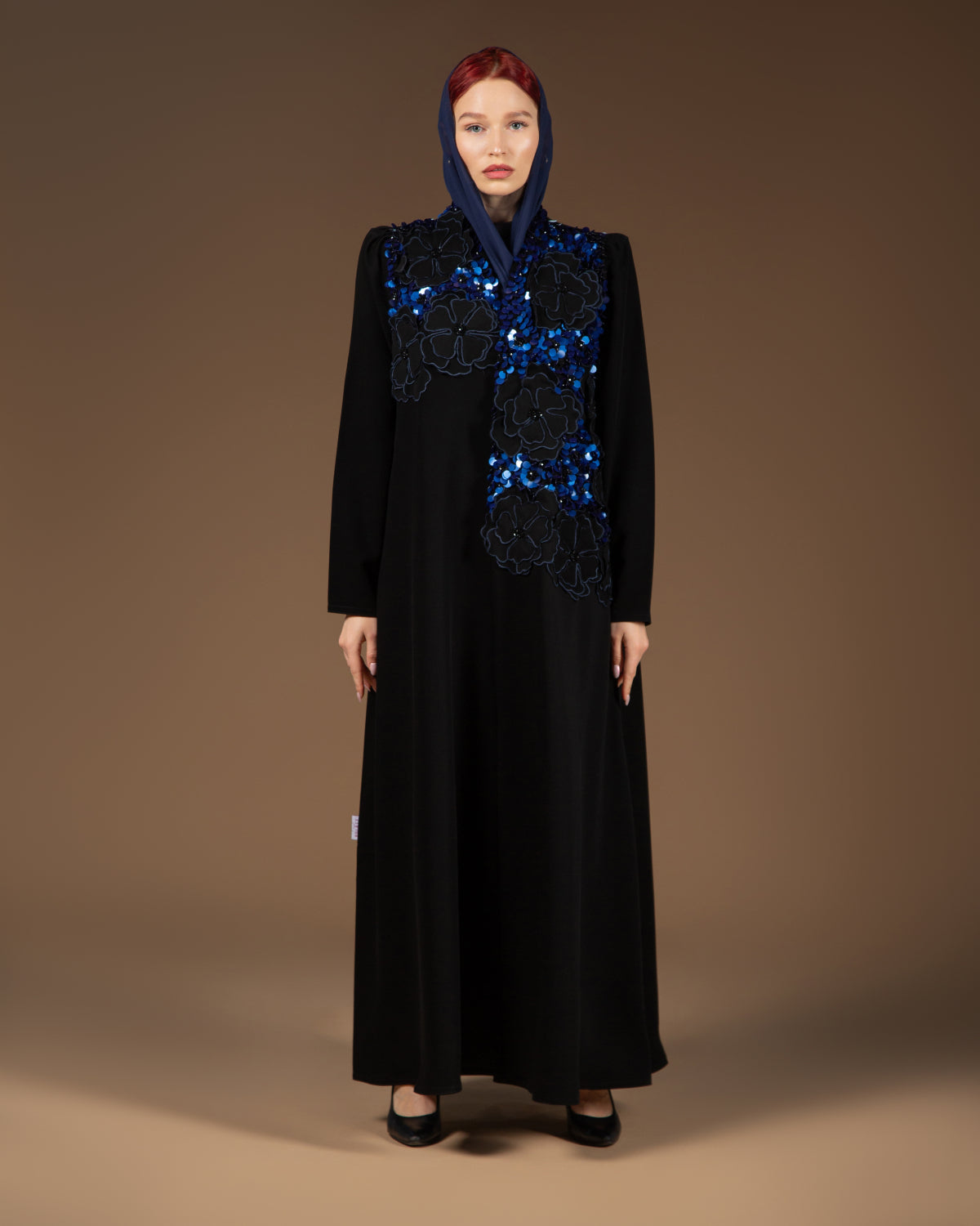 3D navy blue abaya