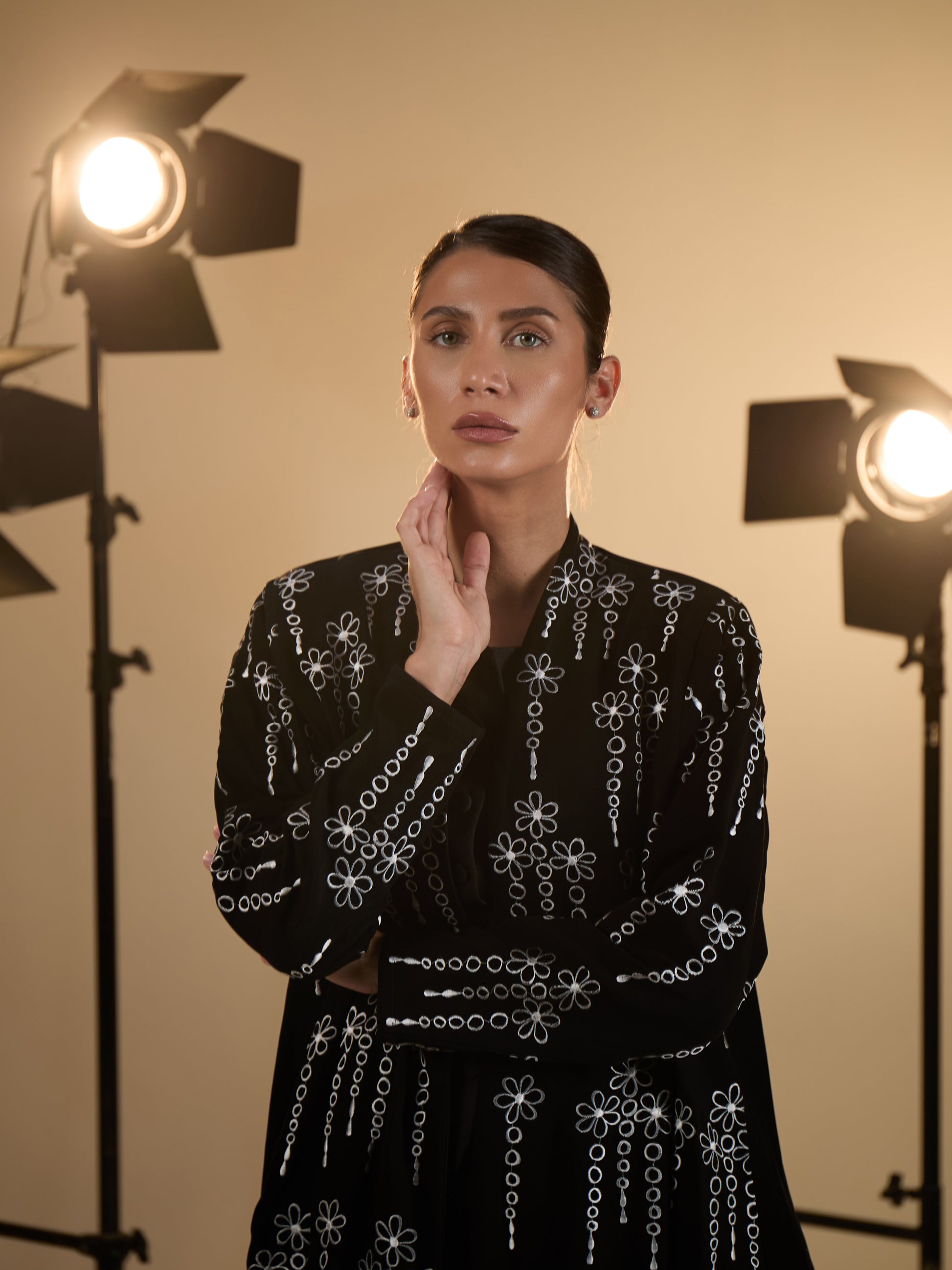 WHITE EMBOREDEY ABAYA