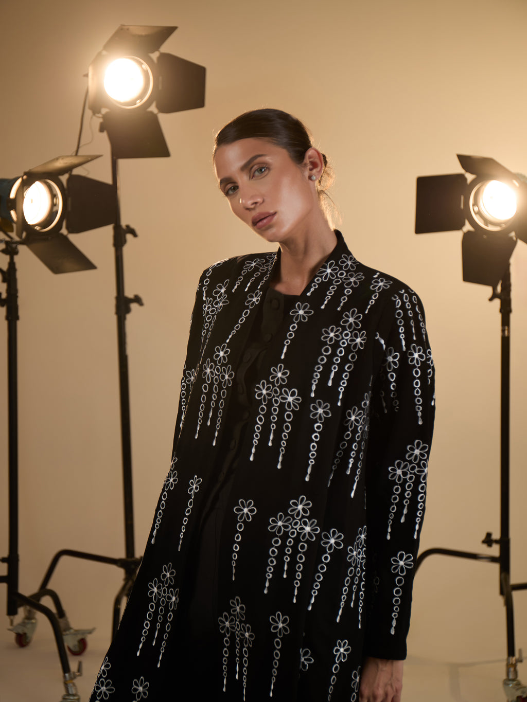 WHITE EMBOREDEY ABAYA