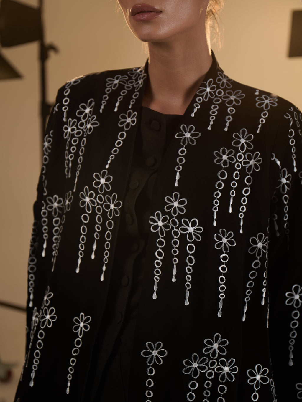 WHITE EMBOREDEY ABAYA