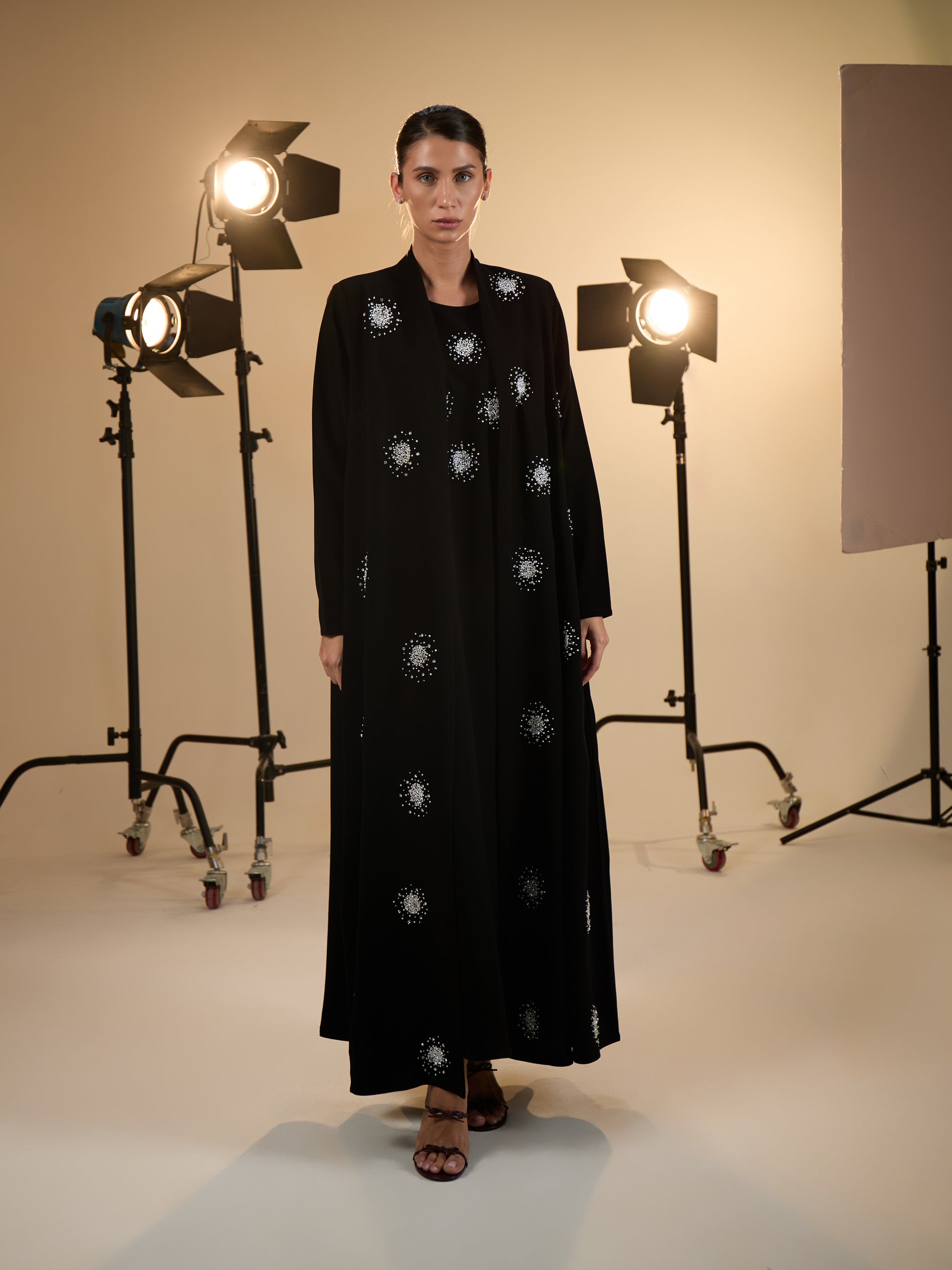 PEARL AND SILVER BEADS ABAYA