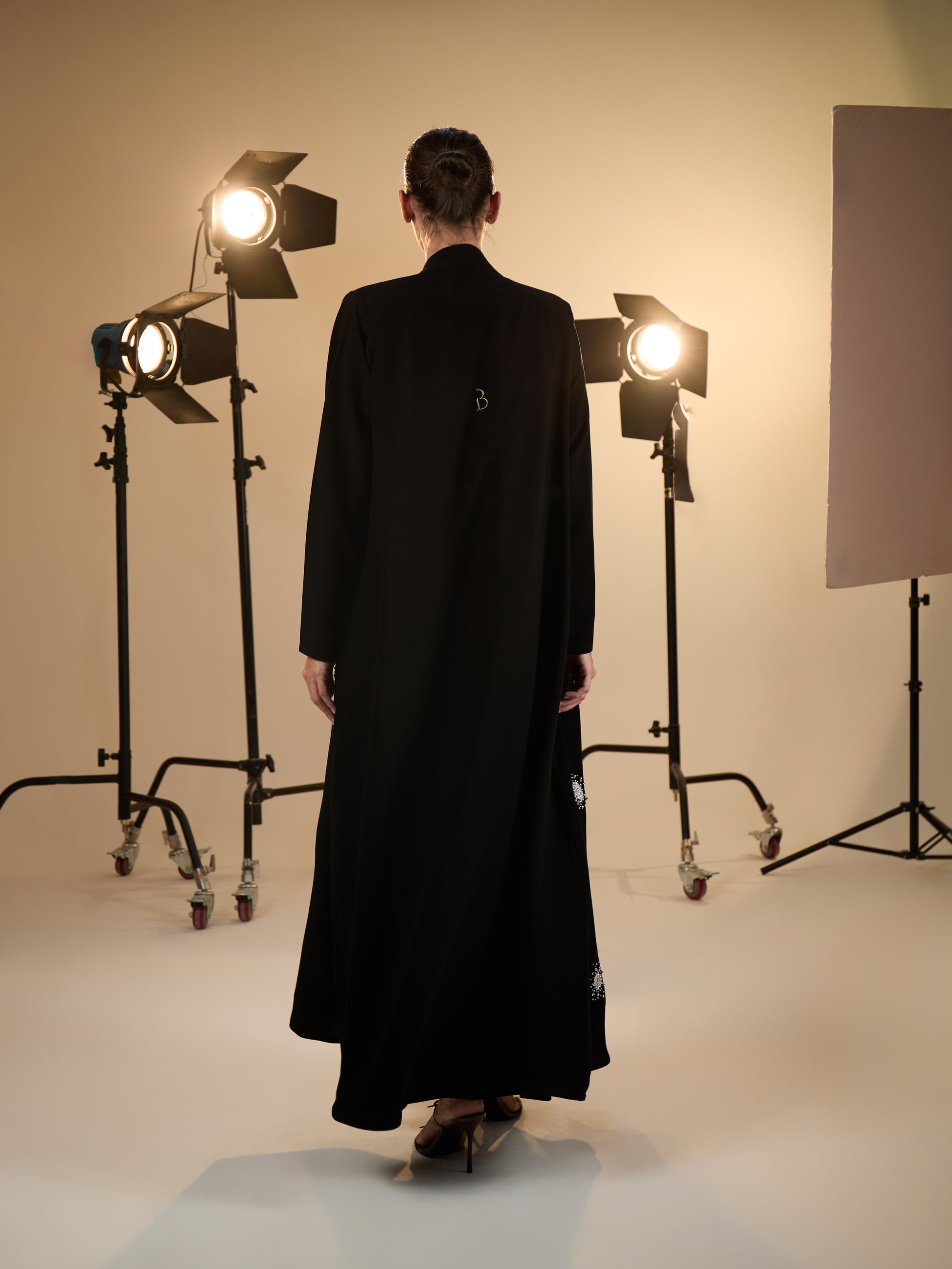 PEARL AND SILVER BEADS ABAYA