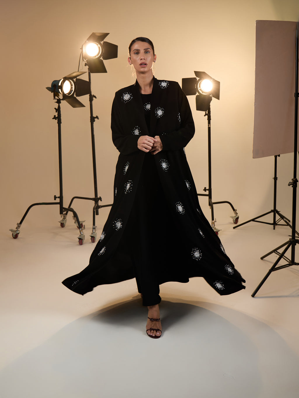 PEARL AND SILVER BEADS ABAYA