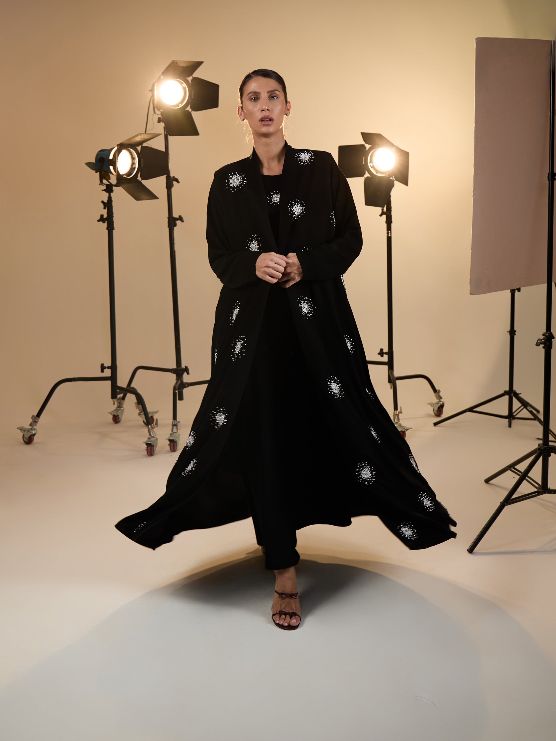 PEARL AND SILVER BEADS ABAYA