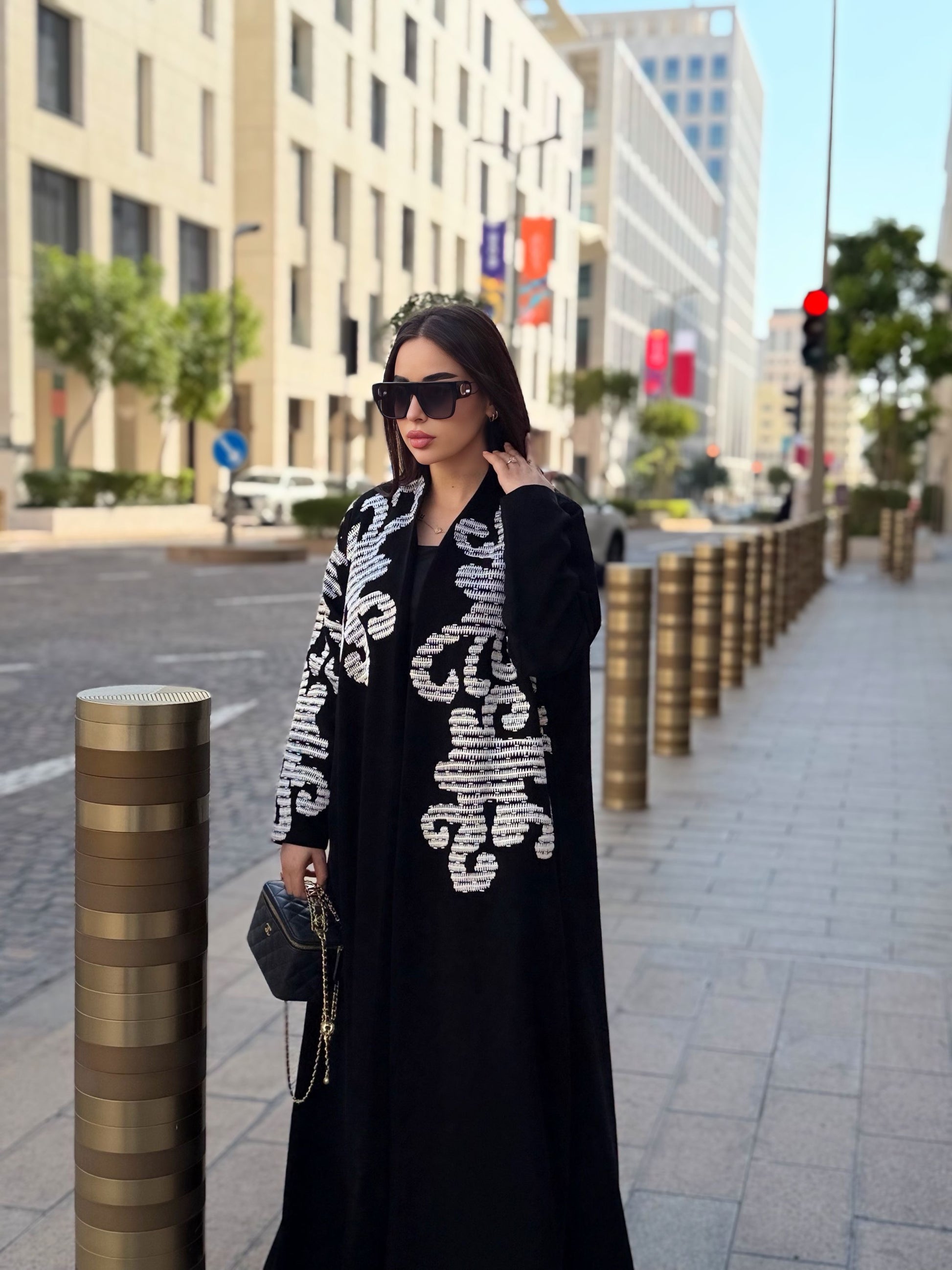 white embroidery abaya