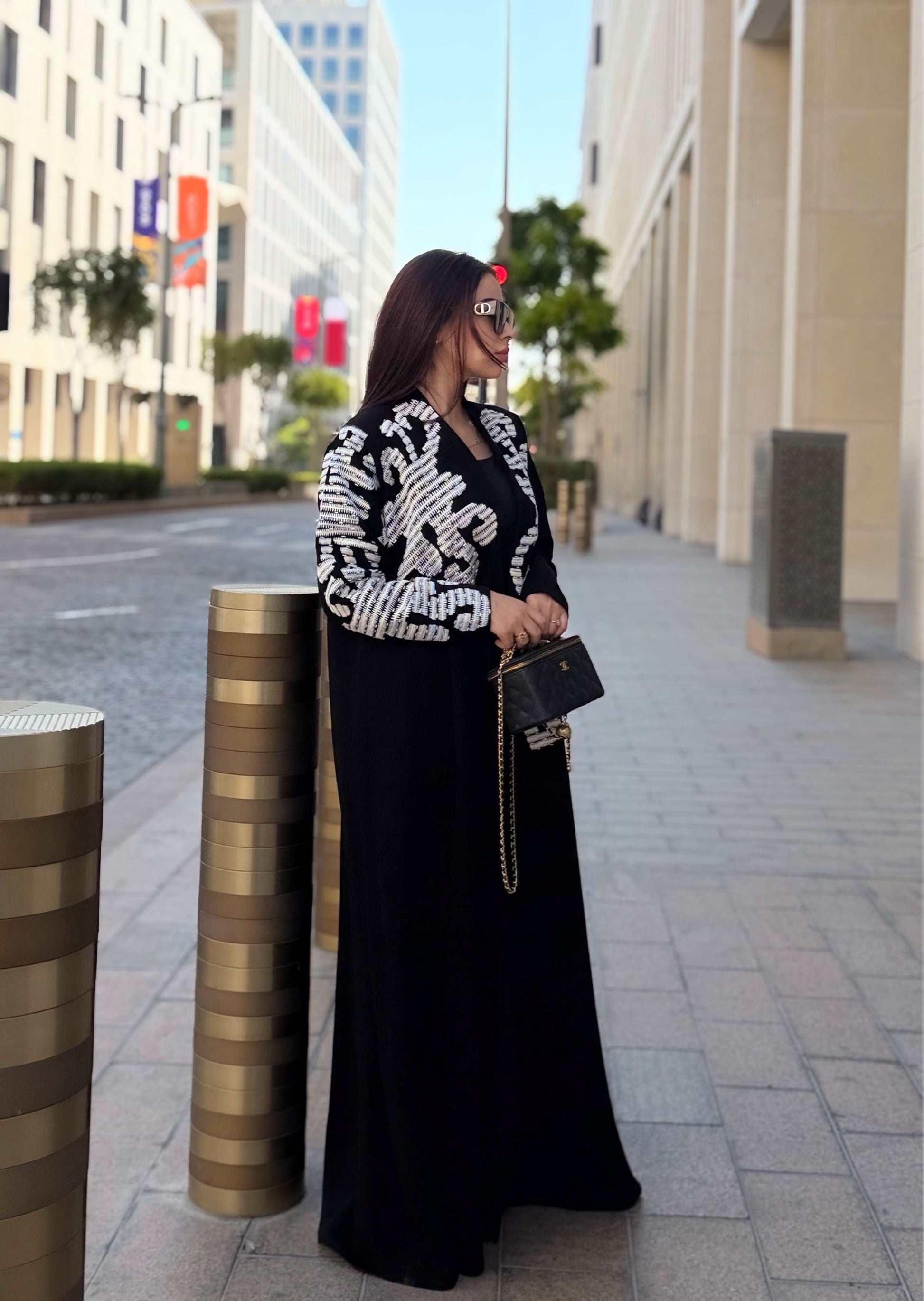 white embroidery abaya