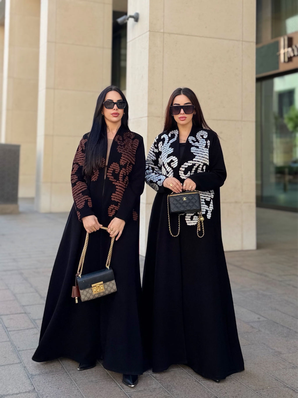 brown embroidery abaya