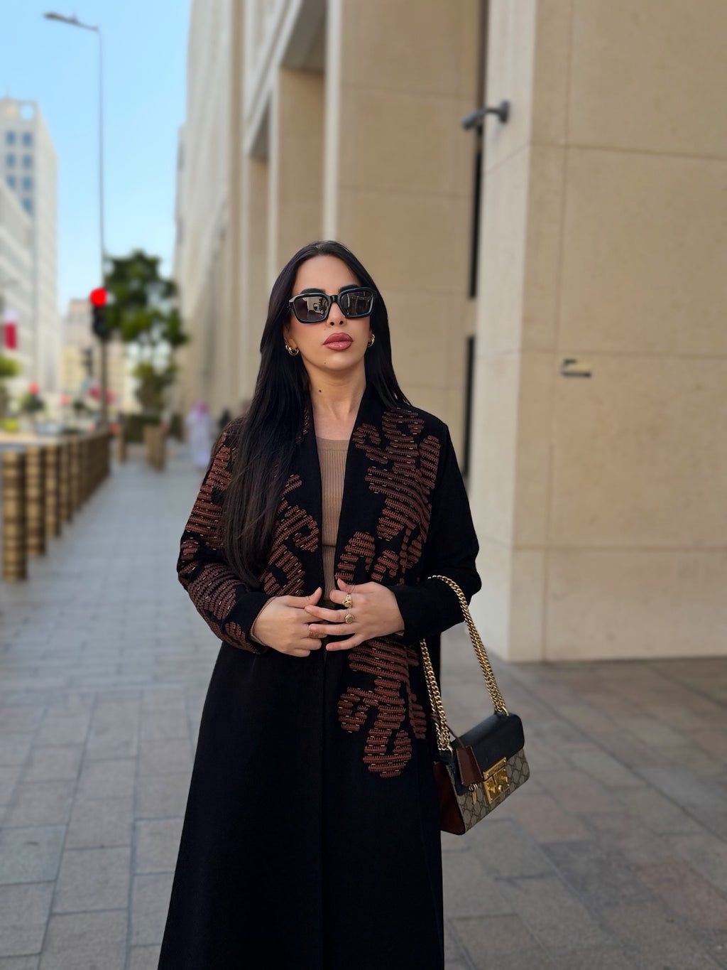brown embroidery abaya