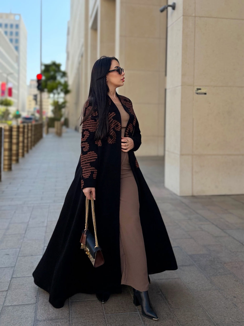 brown embroidery abaya