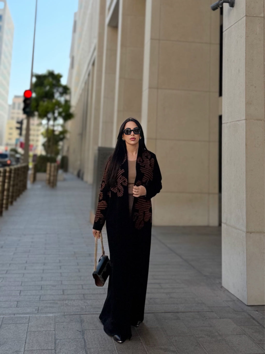 brown embroidery abaya